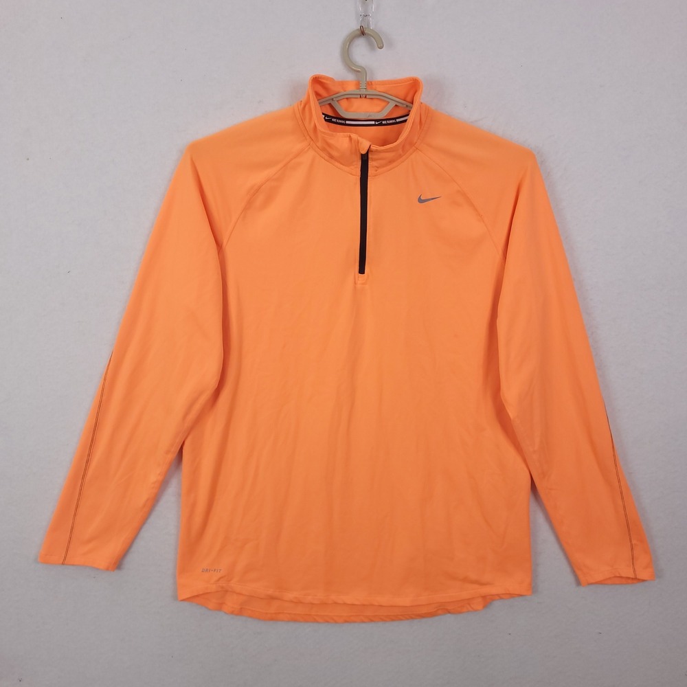 Nike Element Dri-FIT Quarter Zip Running Top Mens Large Orange Pullover